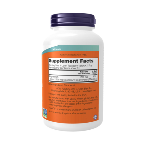 NOW Foods Magnesium Bisglycinate Powder - Image 2